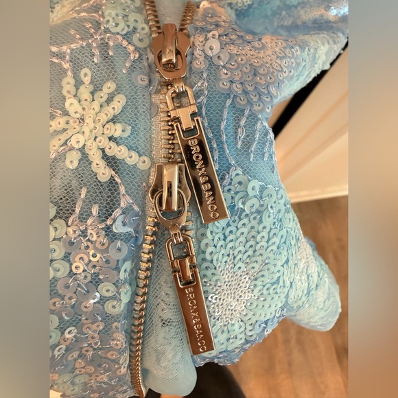 NWOT BRONX AND BANCO Farah Ocean Blue Sequin Multi Strapless Maxi Dress - Picture 16 of 16